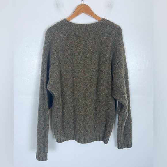 Authentic Gap Clothing Men's Wool Sweater Size L Cable Knit V-Neck Fisherman Y2K - Picture 4 of 9